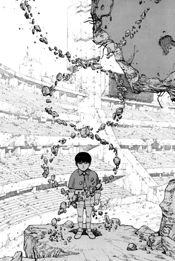 Akira en el manga blanco y negro